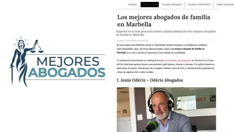 Jesús Odériz encabeza el ranking de mejores abogados de familia en Marbella