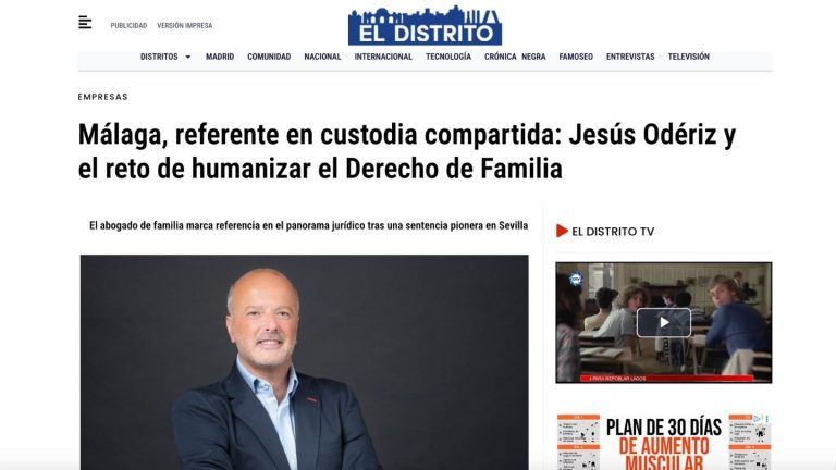 El Distrito destaca a Odériz Abogados como referente en custodia compartida