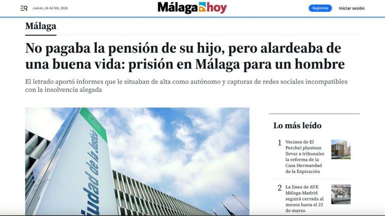 Ingresa en prisión por impago de la pensión de alimentos
